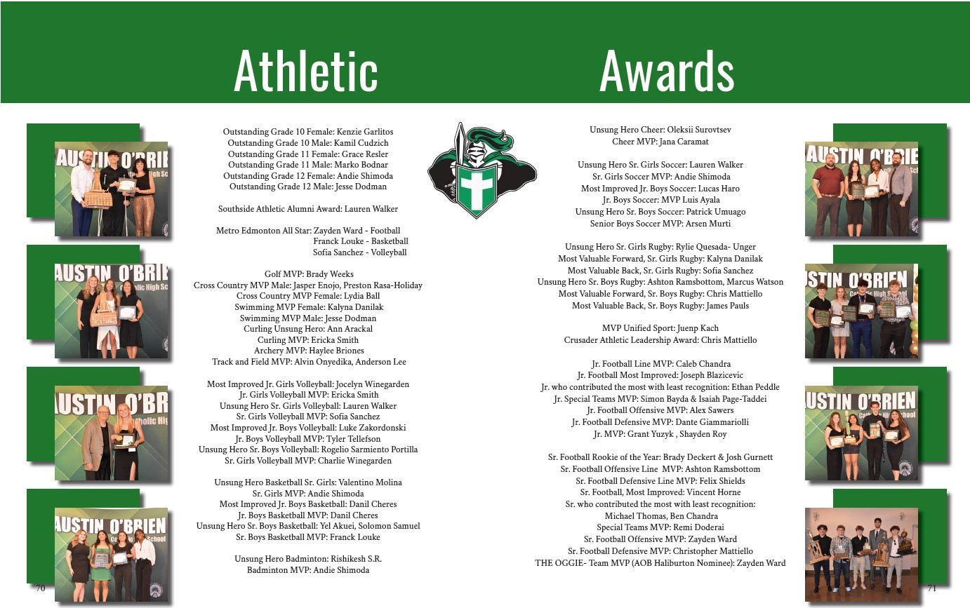 athletic wards 2024 2025 winners yearbook page